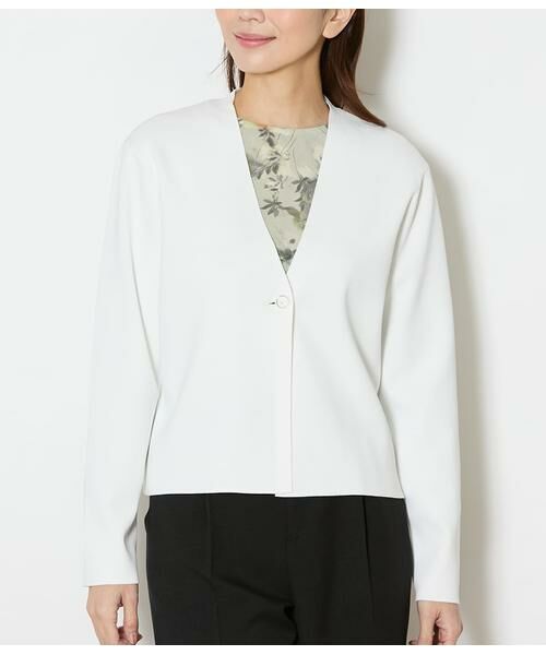 NEWYORKER L-SIZE / ニューヨーカー エルサイズ ニット・セーター | レーヨンナイロン総針 カラーレスニットジャケット | 詳細1