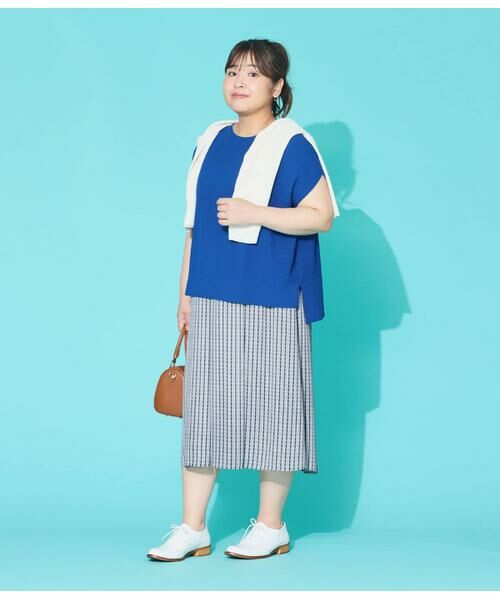 NEWYORKER L-SIZE / ニューヨーカー エルサイズ ミニ・ひざ丈スカート | グリットプリント タックスカート | 詳細15