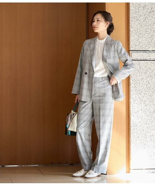 NEWYORKER L-SIZE / ニューヨーカー エルサイズ スラックス・ドレスパンツ | 綿麻カラードグレンチェック ストレートトラウザーパンツ | 詳細13