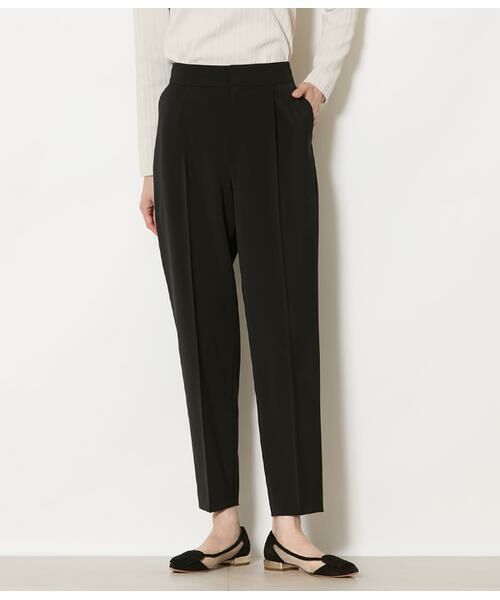 NEWYORKER L-SIZE / ニューヨーカー エルサイズ スラックス・ドレスパンツ | ストレッチツイル ワンタック1タックテーパードパンツ(ブラック) | 詳細1