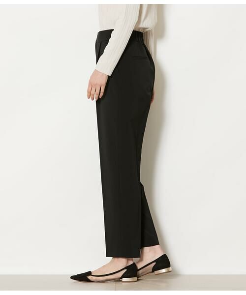 NEWYORKER L-SIZE / ニューヨーカー エルサイズ スラックス・ドレスパンツ | ストレッチツイル ワンタック1タックテーパードパンツ(ブラック) | 詳細2