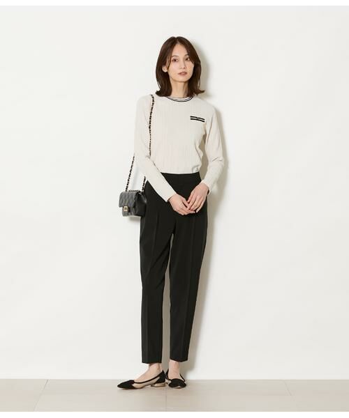 NEWYORKER L-SIZE / ニューヨーカー エルサイズ スラックス・ドレスパンツ | ストレッチツイル ワンタック1タックテーパードパンツ(ブラック) | 詳細6