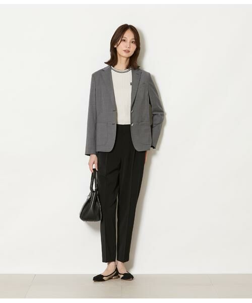 NEWYORKER L-SIZE / ニューヨーカー エルサイズ スラックス・ドレスパンツ | ストレッチツイル ワンタック1タックテーパードパンツ(ブラック) | 詳細7