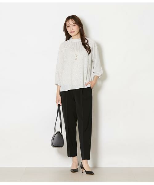 NEWYORKER L-SIZE / ニューヨーカー エルサイズ スラックス・ドレスパンツ | ストレッチツイル ワンタック1タックテーパードパンツ(ブラック) | 詳細9