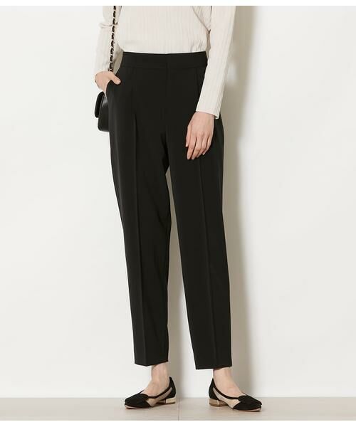 NEWYORKER L-SIZE / ニューヨーカー エルサイズ スラックス・ドレスパンツ | ストレッチツイル ワンタック1タックテーパードパンツ(ブラック)（ブラック）