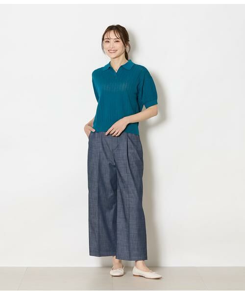 NEWYORKER L-SIZE / ニューヨーカー エルサイズ チノ・ワークパンツ | スラブシャンブレー タックワイドパンツ | 詳細6