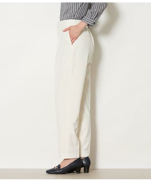 NEWYORKER L-SIZE / ニューヨーカー エルサイズ スラックス・ドレスパンツ | ストレッチツイル ワンタック1タックテーパードパンツ(ホワイト) | 詳細2