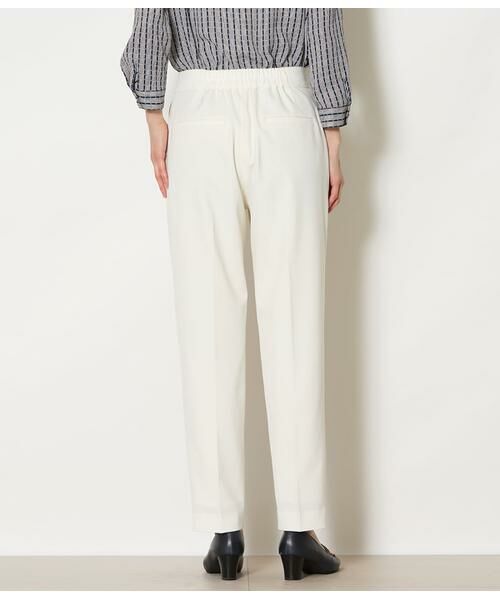 NEWYORKER L-SIZE / ニューヨーカー エルサイズ スラックス・ドレスパンツ | ストレッチツイル ワンタック1タックテーパードパンツ(ホワイト) | 詳細3