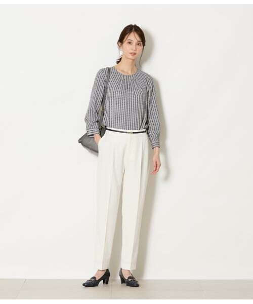 NEWYORKER L-SIZE / ニューヨーカー エルサイズ スラックス・ドレスパンツ | ストレッチツイル ワンタック1タックテーパードパンツ(ホワイト) | 詳細6