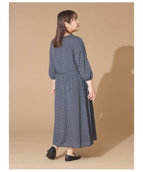 NEWYORKER L-SIZE / ニューヨーカー エルサイズ ミニ丈・ひざ丈ワンピース | ダイヤドットプリント ベルト付きギャザーワンピース | 詳細17