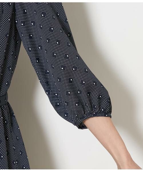 NEWYORKER L-SIZE / ニューヨーカー エルサイズ ミニ丈・ひざ丈ワンピース | ダイヤドットプリント ベルト付きギャザーワンピース | 詳細5