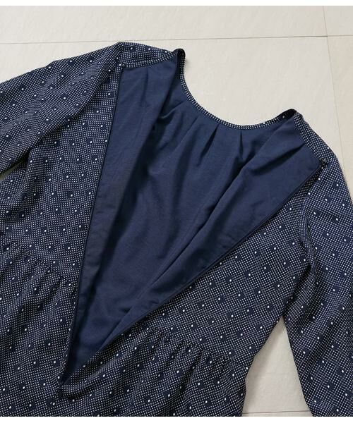 NEWYORKER L-SIZE / ニューヨーカー エルサイズ ミニ丈・ひざ丈ワンピース | ダイヤドットプリント ベルト付きギャザーワンピース | 詳細7