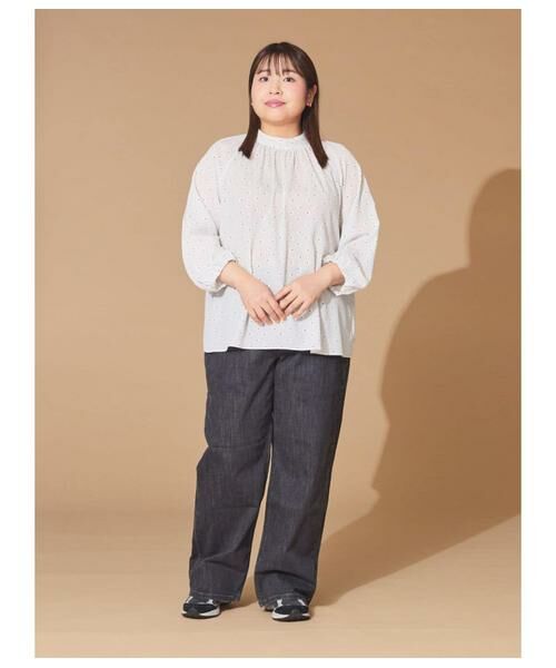 NEWYORKER L-SIZE / ニューヨーカー エルサイズ シャツ・ブラウス | ダイヤドットプリント スタンドネックギャザーブラウス | 詳細11