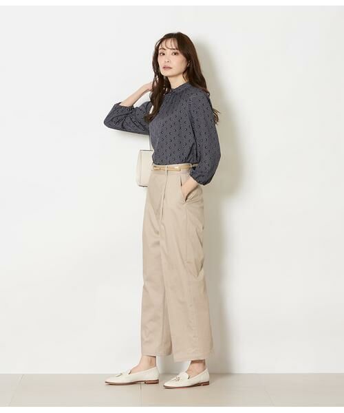 NEWYORKER L-SIZE / ニューヨーカー エルサイズ シャツ・ブラウス | ダイヤドットプリント スタンドネックギャザーブラウス | 詳細5