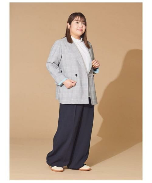 NEWYORKER L-SIZE / ニューヨーカー エルサイズ シャツ・ブラウス | ミニドットデシン スタンドフリル半袖ブラウス | 詳細13