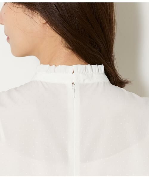 NEWYORKER L-SIZE / ニューヨーカー エルサイズ シャツ・ブラウス | ミニドットデシン スタンドフリル半袖ブラウス | 詳細4