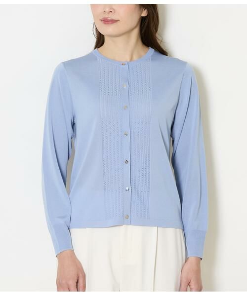 NEWYORKER L-SIZE / ニューヨーカー エルサイズ カーディガン・ボレロ | セルロースポリエステル天竺 メタルボタンクルーネックカーディガン | 詳細1