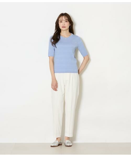 NEWYORKER L-SIZE / ニューヨーカー エルサイズ ニット・セーター | セルロースポリエステル リブクルーネック5分袖プルオーバー | 詳細4