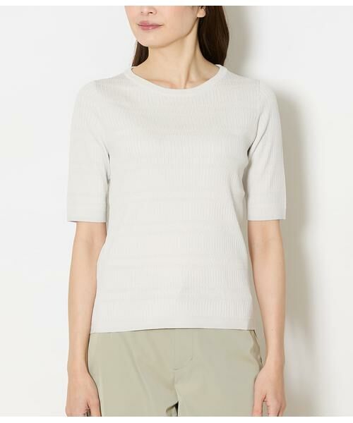 NEWYORKER L-SIZE / ニューヨーカー エルサイズ ニット・セーター | セルロースポリエステル リブクルーネック5分袖プルオーバー | 詳細7