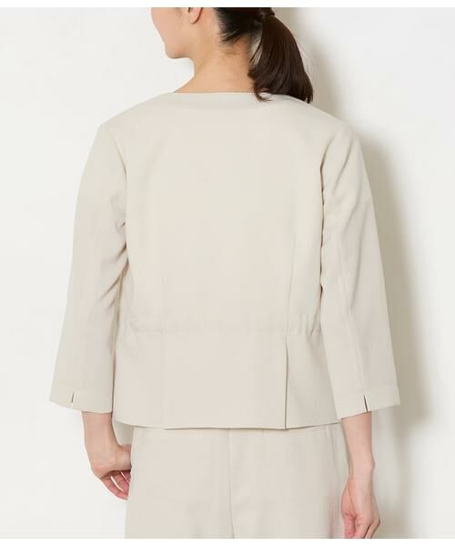 NEWYORKER L-SIZE / ニューヨーカー エルサイズ テーラードジャケット | リネンライクドライブレンド ノーカラーブラウスジャケット | 詳細2