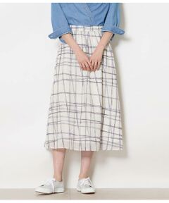 NEWYORKER L-SIZE / ニューヨーカー エルサイズ ミニ・ひざ丈スカート | シアースウィングチェック ゴムギャザースカート