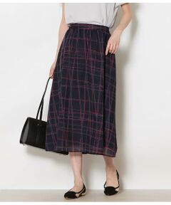 NEWYORKER L-SIZE / ニューヨーカー エルサイズ ミニ・ひざ丈スカート | シアースウィングチェック ゴムギャザースカート