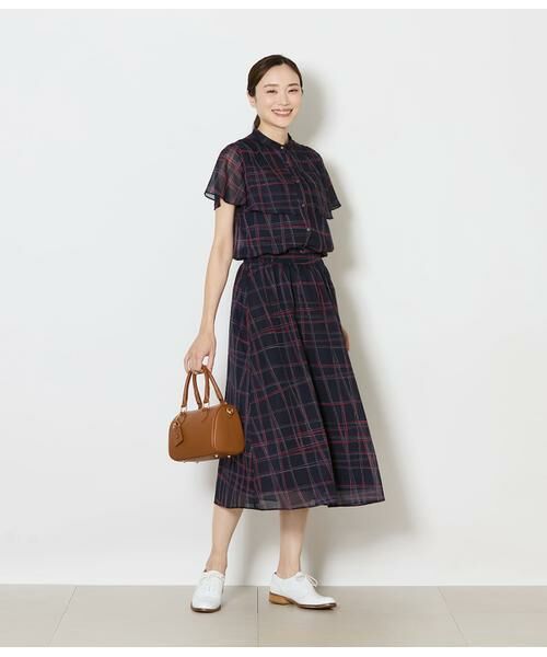 NEWYORKER L-SIZE / ニューヨーカー エルサイズ ミニ・ひざ丈スカート | シアースウィングチェック ゴムギャザースカート | 詳細10