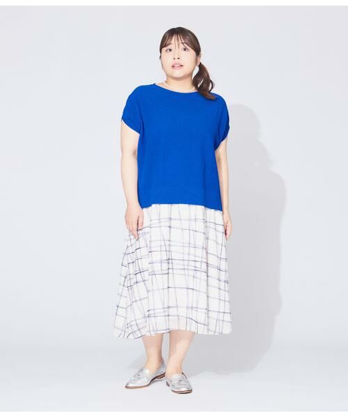 NEWYORKER L-SIZE / ニューヨーカー エルサイズ ミニ・ひざ丈スカート | シアースウィングチェック ゴムギャザースカート | 詳細14