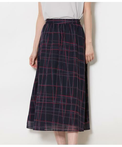 NEWYORKER L-SIZE / ニューヨーカー エルサイズ ミニ・ひざ丈スカート | シアースウィングチェック ゴムギャザースカート | 詳細7