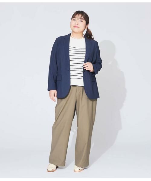NEWYORKER L-SIZE / ニューヨーカー エルサイズ その他パンツ | リネンライクドライブレンド タックワイドパンツ(ベージュ) | 詳細13