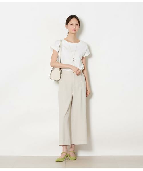 NEWYORKER L-SIZE / ニューヨーカー エルサイズ その他パンツ | リネンライクドライブレンド タックワイドパンツ(ベージュ) | 詳細7