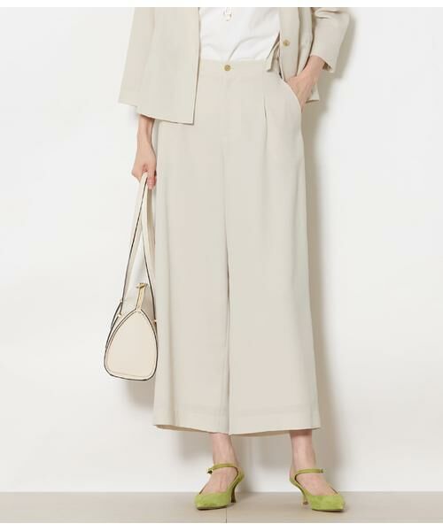 NEWYORKER L-SIZE / ニューヨーカー エルサイズ その他パンツ | リネンライクドライブレンド タックワイドパンツ(ベージュ)（ベージュ）