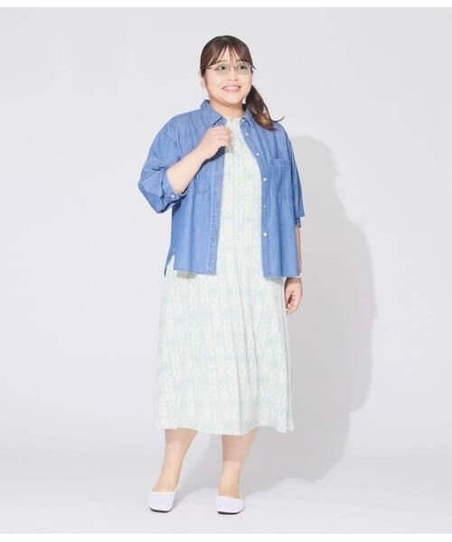 NEWYORKER L-SIZE / ニューヨーカー エルサイズ ミニ丈・ひざ丈ワンピース | ミモザプリント 半袖フレアワンピース | 詳細13