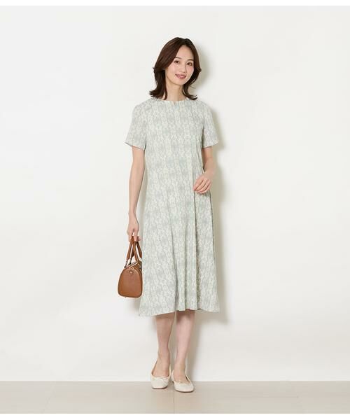 NEWYORKER L-SIZE / ニューヨーカー エルサイズ ミニ丈・ひざ丈ワンピース | ミモザプリント 半袖フレアワンピース | 詳細7