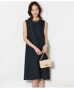 NEWYORKER L-SIZE / ニューヨーカー エルサイズ ミニ丈・ひざ丈ワンピース | ブルームジャカード ノースリーブワンピース