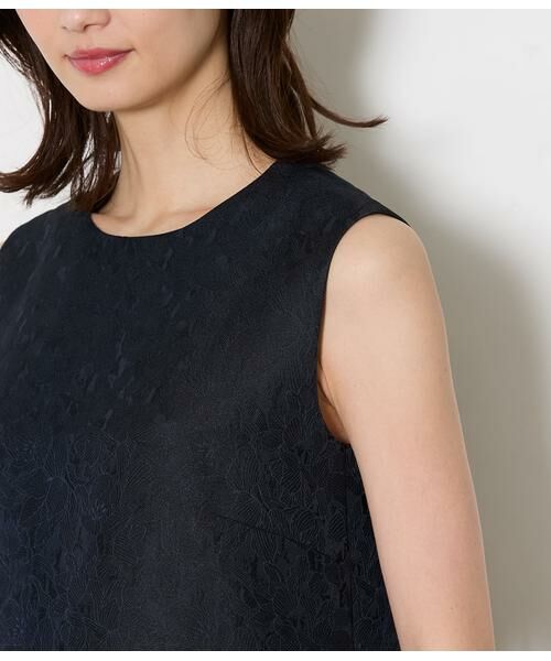 NEWYORKER L-SIZE / ニューヨーカー エルサイズ ミニ丈・ひざ丈ワンピース | ブルームジャカード ノースリーブワンピース | 詳細3