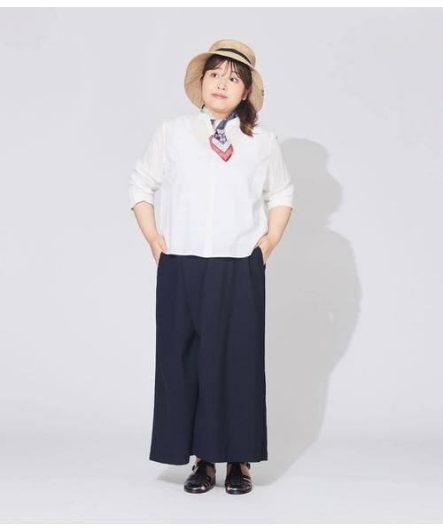 NEWYORKER L-SIZE / ニューヨーカー エルサイズ シャツ・ブラウス | コットンリネンカラミストライプ 7分袖スキッパーシャツ | 詳細11