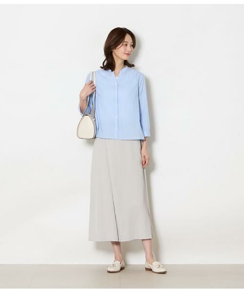 NEWYORKER L-SIZE / ニューヨーカー エルサイズ シャツ・ブラウス | コットンリネンカラミストライプ 7分袖スキッパーシャツ | 詳細5