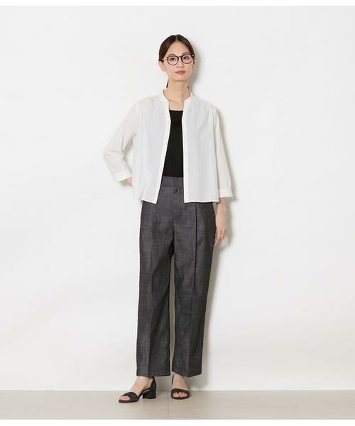 NEWYORKER L-SIZE / ニューヨーカー エルサイズ シャツ・ブラウス | コットンリネンカラミストライプ 7分袖スキッパーシャツ | 詳細9