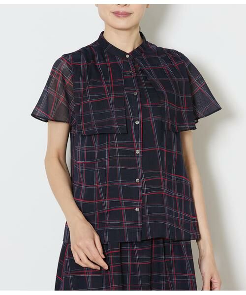 NEWYORKER L-SIZE / ニューヨーカー エルサイズ シャツ・ブラウス | シアースウィングチェック フレアスリーブブラウス | 詳細1