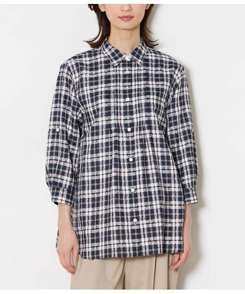 NEWYORKER L-SIZE / ニューヨーカー エルサイズ シャツ・ブラウス | Sunlight NEWYORKER Tartan 7分袖チュニックシャツ | 詳細1