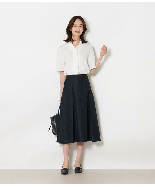 NEWYORKER L-SIZE / ニューヨーカー エルサイズ シャツ・ブラウス | ソフトジョーゼット フレア5分袖ボウタイブラウス | 詳細11