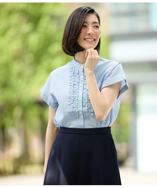 NEWYORKER L-SIZE / ニューヨーカー エルサイズ Tシャツ | ウェーブコットン フレンチスリーブフリルブラウス | 詳細17
