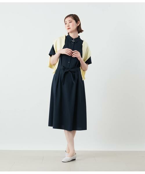 NEWYORKER L-SIZE / ニューヨーカー エルサイズ ミニ丈・ひざ丈ワンピース | 半袖シャツワンピース レディース リネンライク ペチコート付き | 詳細17