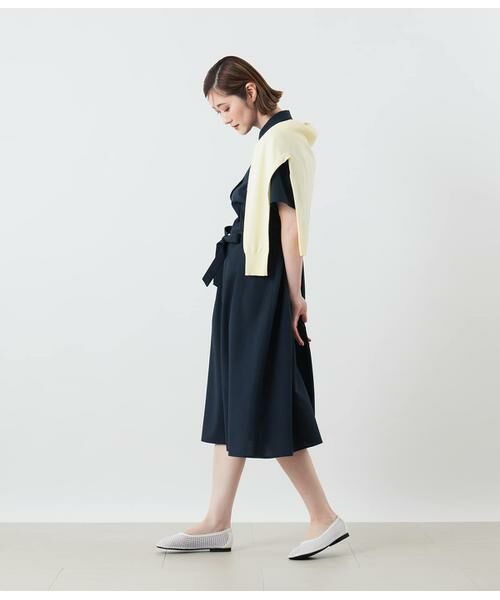 NEWYORKER L-SIZE / ニューヨーカー エルサイズ ミニ丈・ひざ丈ワンピース | 半袖シャツワンピース レディース リネンライク ペチコート付き | 詳細19
