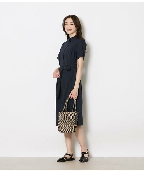 NEWYORKER L-SIZE / ニューヨーカー エルサイズ ミニ丈・ひざ丈ワンピース | 半袖シャツワンピース レディース リネンライク ペチコート付き | 詳細9