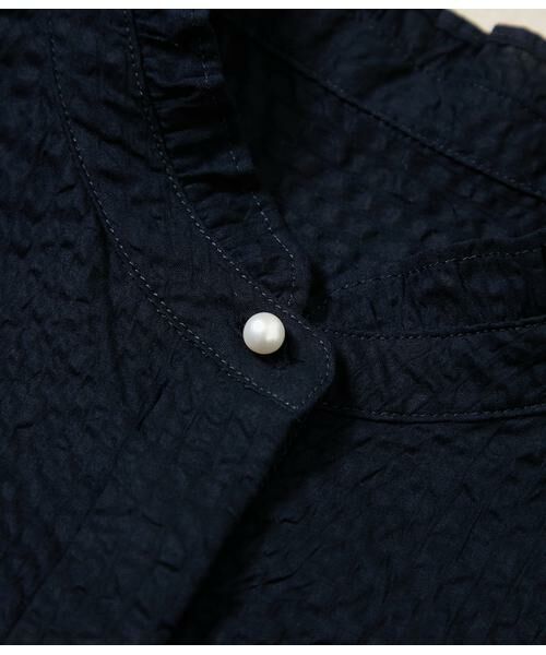 NEWYORKER L-SIZE / ニューヨーカー エルサイズ シャツ・ブラウス | ローンミラクルウェーブ スタンドカラーパールボタンブラウス | 詳細6