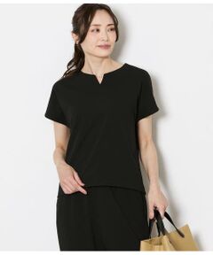 NEWYORKER L-SIZE / ニューヨーカー エルサイズ Tシャツ | キーネックパールビジュープルオーバー レディース セットアップ対応 イージーケア