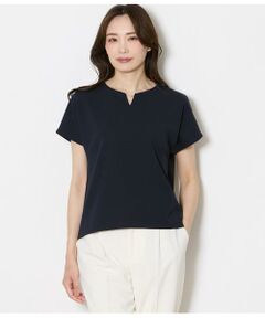 NEWYORKER L-SIZE / ニューヨーカー エルサイズ Tシャツ | キーネックパールビジュープルオーバー レディース セットアップ対応 イージーケア