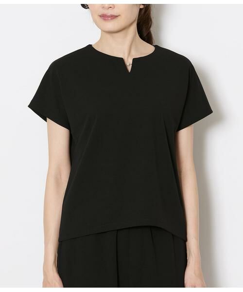 NEWYORKER L-SIZE / ニューヨーカー エルサイズ Tシャツ | キーネックパールビジュープルオーバー レディース セットアップ対応 イージーケア | 詳細1
